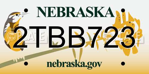 2TBB723 Nebraska License Plate