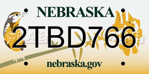 2TBD766 Nebraska License Plate