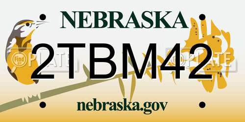 2TBM42 Nebraska License Plate