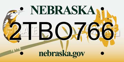 2TBO766 Nebraska License Plate