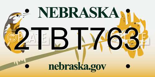 2TBT763 Nebraska License Plate