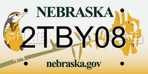 2TBY08 Nebraska License Plate