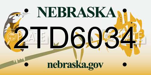 2TD6034 Nebraska License Plate