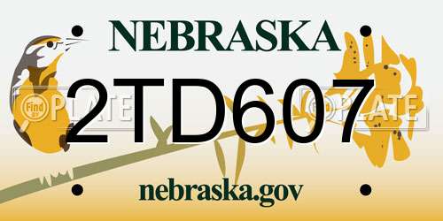 2TD607 Nebraska License Plate