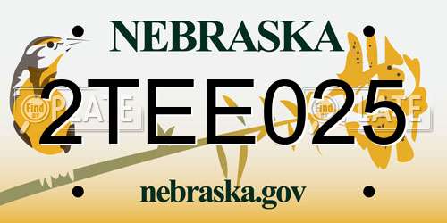 2TEE025 Nebraska License Plate