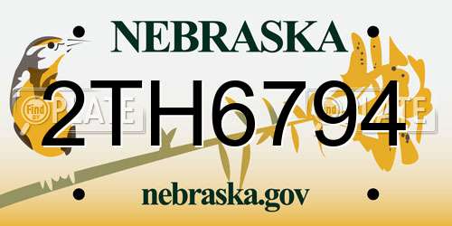 2TH6794 Nebraska License Plate