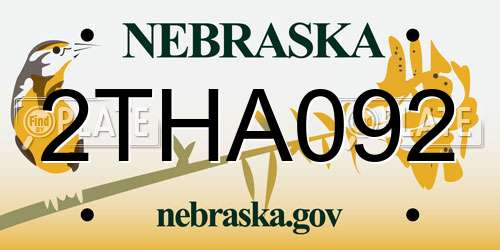 2THA092 Nebraska License Plate
