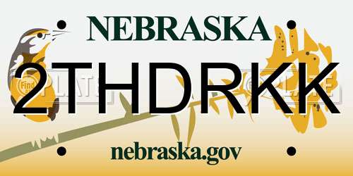 2THDRKK Nebraska License Plate