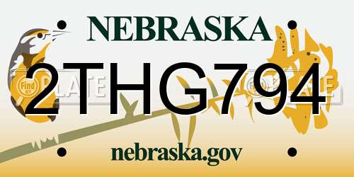2THG794 Nebraska License Plate