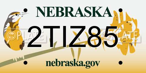 2TIZ85 Nebraska License Plate