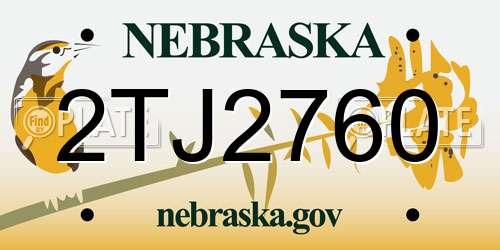 2TJ2760 Nebraska License Plate