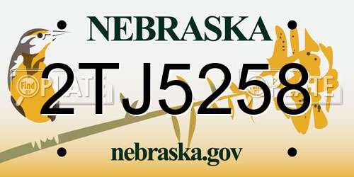 2TJ5258 Nebraska License Plate