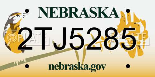 2TJ5285 Nebraska License Plate