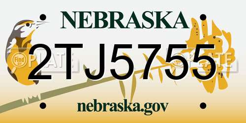 2TJ5755 Nebraska License Plate