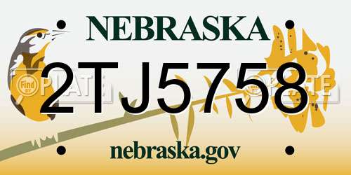 2TJ5758 Nebraska License Plate