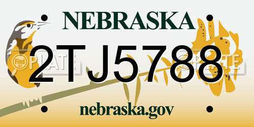 2TJ5788 Nebraska License Plate