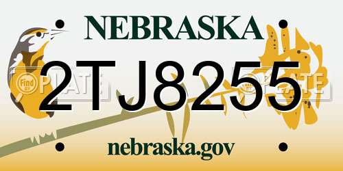 2TJ8255 Nebraska License Plate