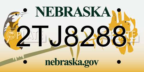 2TJ8288 Nebraska License Plate