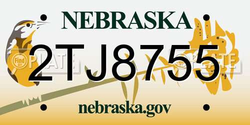 2TJ8755 Nebraska License Plate