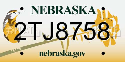 2TJ8758 Nebraska License Plate