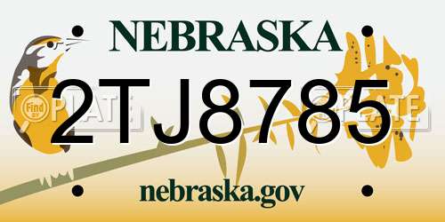 2TJ8785 Nebraska License Plate