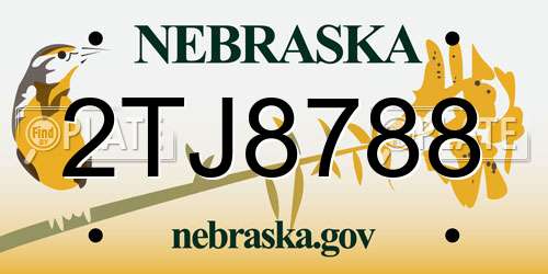 2TJ8788 Nebraska License Plate