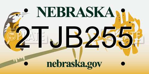 2TJB255 Nebraska License Plate