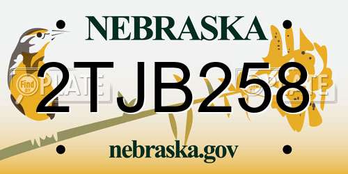 2TJB258 Nebraska License Plate