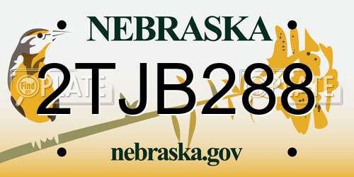 2TJB288 Nebraska License Plate