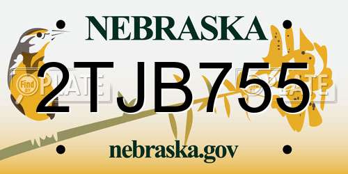 2TJB755 Nebraska License Plate