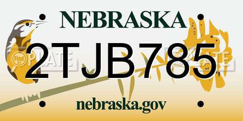 2TJB785 Nebraska License Plate