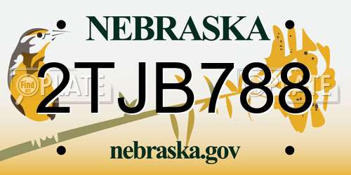 2TJB788 Nebraska License Plate