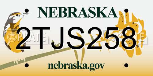 2TJS258 Nebraska License Plate