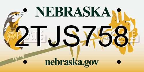 2TJS758 Nebraska License Plate