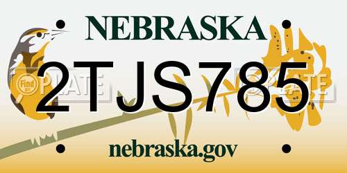 2TJS785 Nebraska License Plate