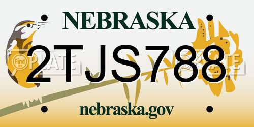 2TJS788 Nebraska License Plate