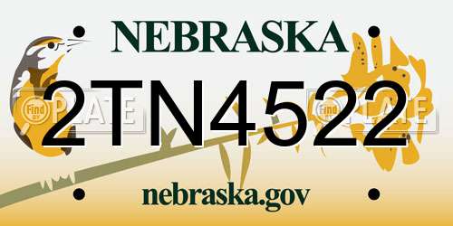 2TN4522 Nebraska License Plate