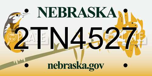 2TN4527 Nebraska License Plate