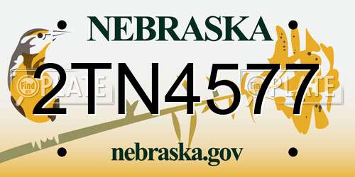 2TN4577 Nebraska License Plate