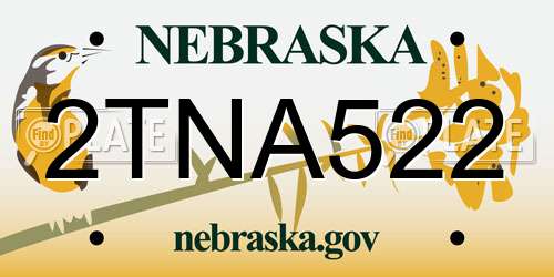 2TNA522 Nebraska License Plate