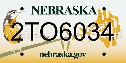 2TO6034 Nebraska License Plate