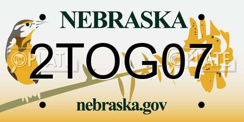 2TOG07 Nebraska License Plate