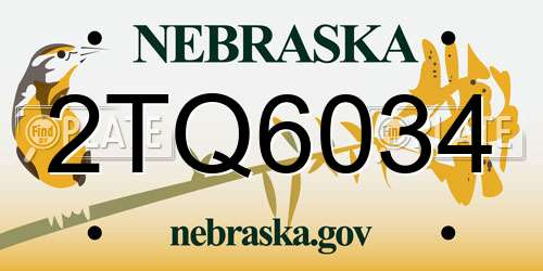 2TQ6034 Nebraska License Plate