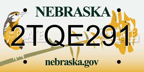 2TQE291 Nebraska License Plate
