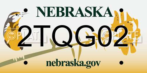 2TQG02 Nebraska License Plate