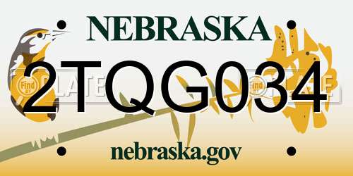2TQG034 Nebraska License Plate