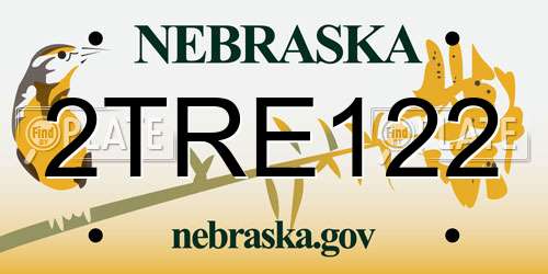 2TRE122 Nebraska License Plate