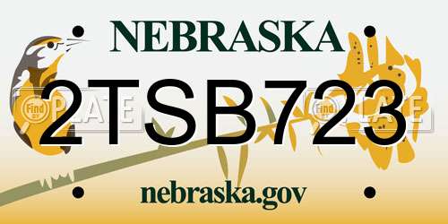 2TSB723 Nebraska License Plate