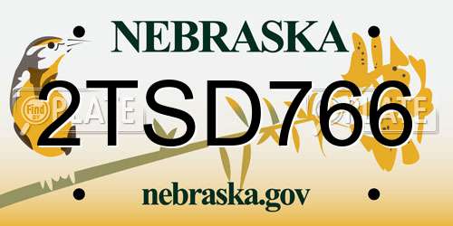 2TSD766 Nebraska License Plate