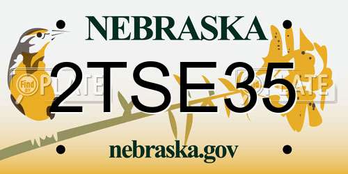 2TSE35 Nebraska License Plate